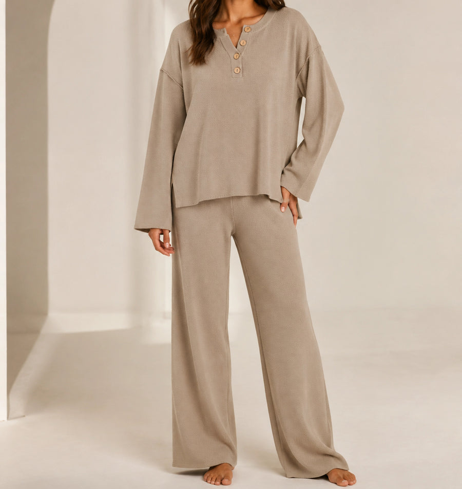 Evelyn Relaxed Henley Knit Two-Piece Set — image 1