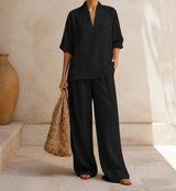Sloane V-Neck Linen-Blend Two-Piece Set — image 2