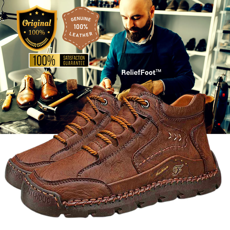 Men's Leather Lace-Up Mid-Top Walking Boots