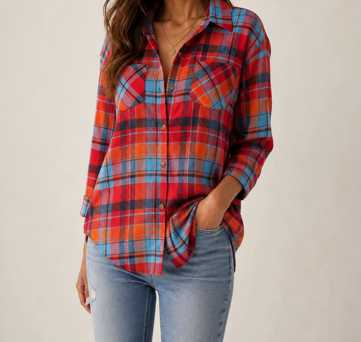 Harper Relaxed Cotton-Blend Plaid Shirt — image 3