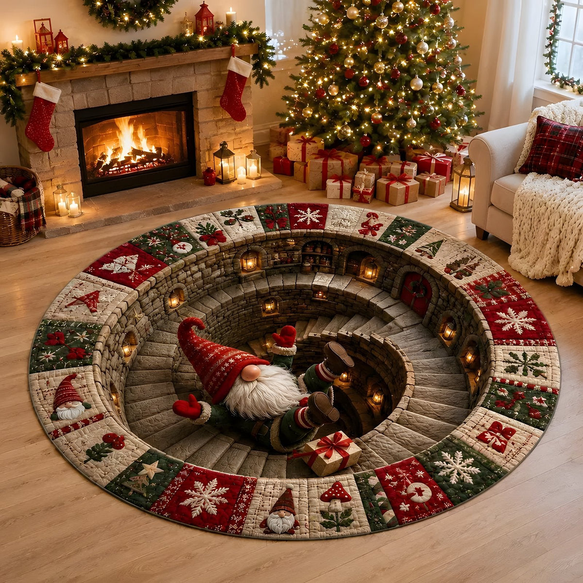🎅 3D Santa Christmas Illusion Rug