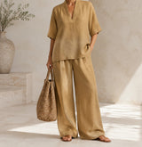Sloane V-Neck Linen-Blend Two-Piece Set — image 4