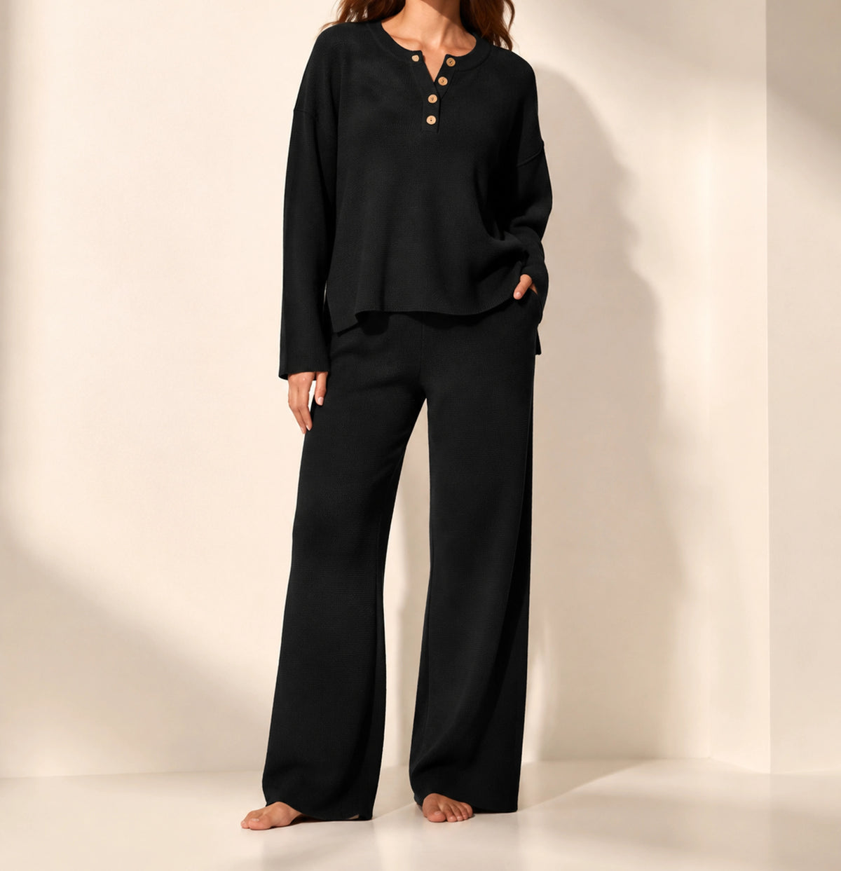 Evelyn Relaxed Henley Knit Two-Piece Set — image 4