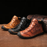 Men's Embossed Cowhide Ankle Boots