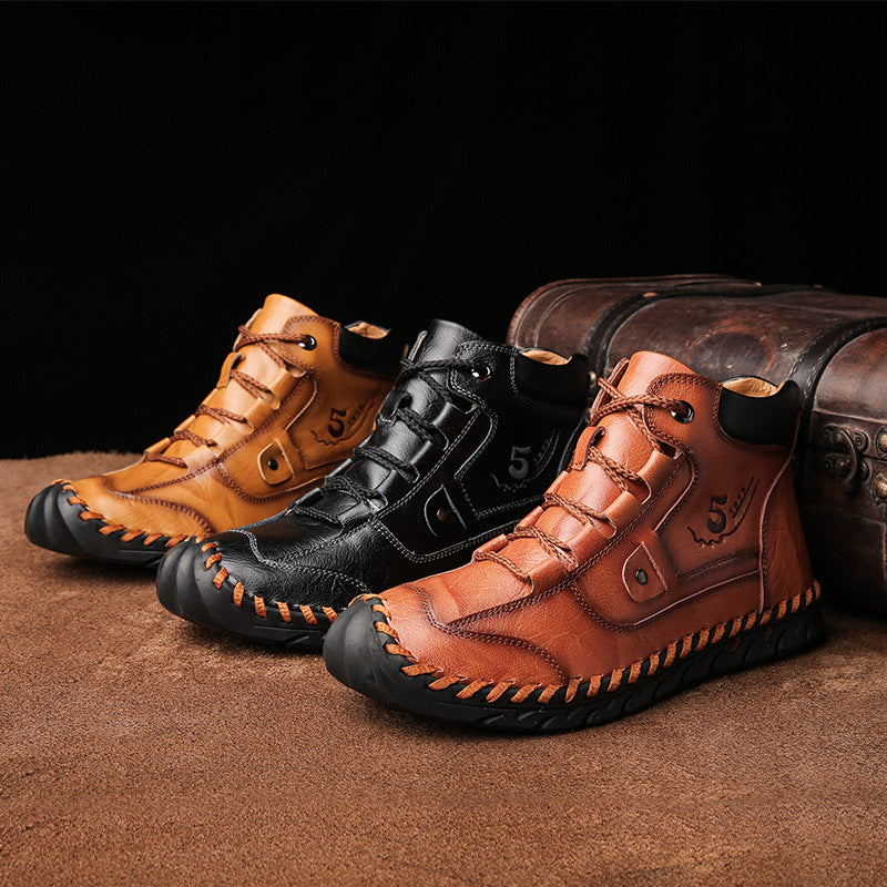 Men's Embossed Cowhide Ankle Boots
