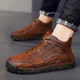 Men's Leather Lace-Up Mid-Top Walking Boots
