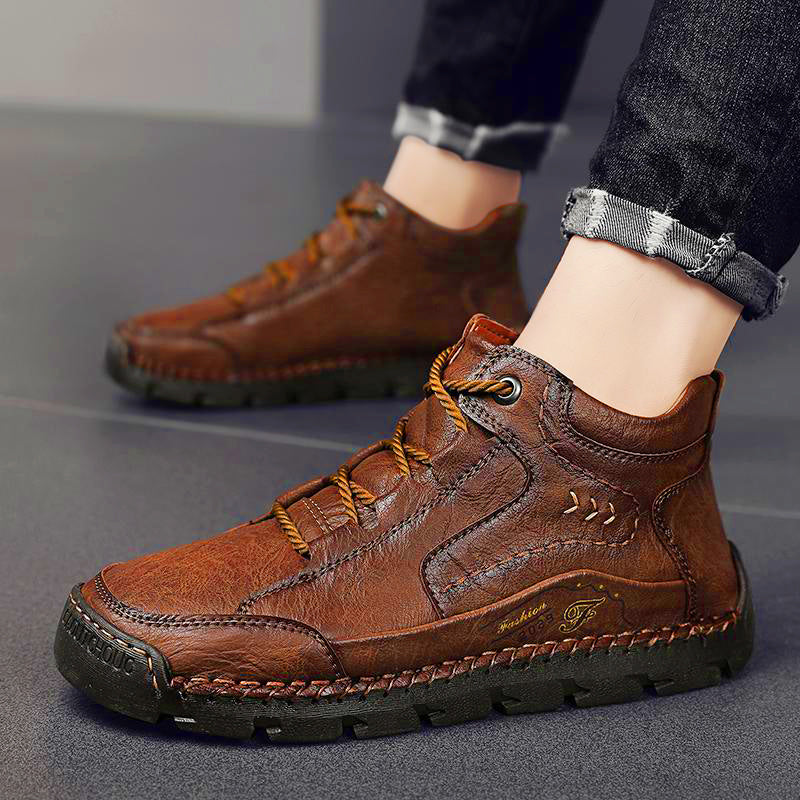 Men's Leather Lace-Up Mid-Top Walking Boots