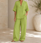 Sloane V-Neck Linen-Blend Two-Piece Set — image 6