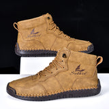 Men's Orthopedic Leather Boots – Waterproof, Non-Slip, Arch Support, Wide Toe, Shock-Absorbing
