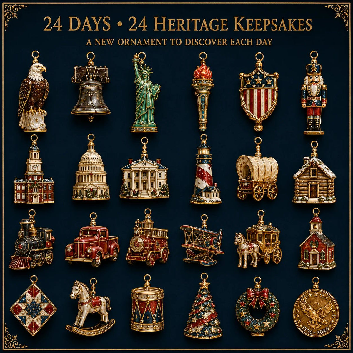 America 250th Anniversary Christmas Advent Calendar – 24 Heritage Keepsakes