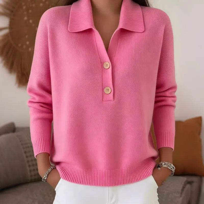 Women's Soft-Touch Collared V-Neck Sweater