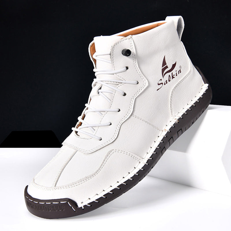 Men's Orthopedic Leather Boots – Waterproof, Non-Slip, Arch Support, Wide Toe, Shock-Absorbing