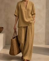 Sloane V-Neck Linen-Blend Two-Piece Set — image 10