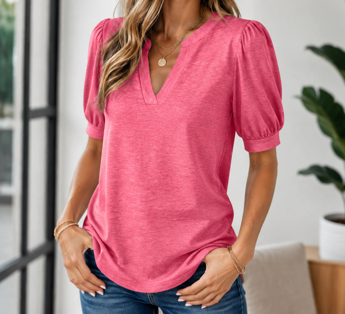 Mara V-Neck Puff-Sleeve Top — image 11