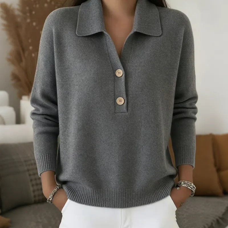 Women's Soft-Touch Collared V-Neck Sweater