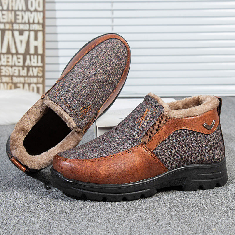 Men's Winter Fleece Waterproof Warm Non-Slip Orthopedic Shoes Snow Ankle Boots (Medical Certification)