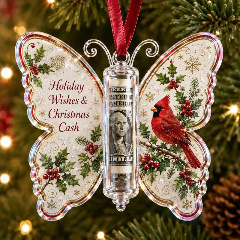 🦋 Christmas Butterfly Cash Gift Ornament