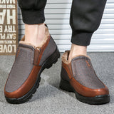 Men's Winter Fleece Waterproof Warm Non-Slip Orthopedic Shoes Snow Ankle Boots (Medical Certification)