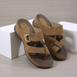 LAST DAY 70% OFF-Women's Orthopedic Wedge Wide Toe Arch Support Leather Sandals