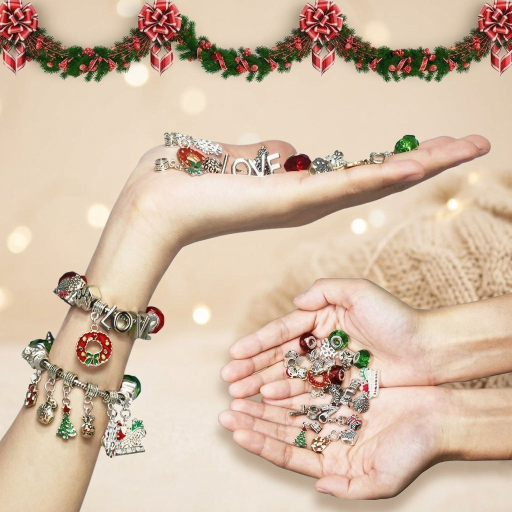 50% OFF | 🧵DIY Christmas Bracelet Advent Calendar - 24 Days of Beads & Charms✨