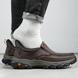 Men's Easy-On Genuine Leather Slip-On Walking Shoes