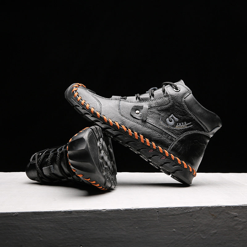 Men's Embossed Cowhide Ankle Boots