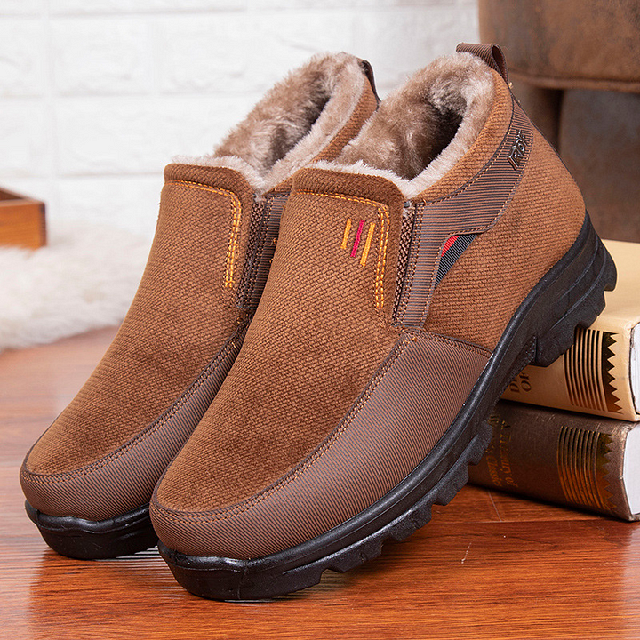 Men's Winter Fleece Waterproof Warm Non-Slip Orthopedic Shoes Snow Ankle Boots (Medical Certification)