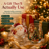 🎄Magical 3D Christmas Glass Cups – Santa, Reindeer, Snowman & Tree