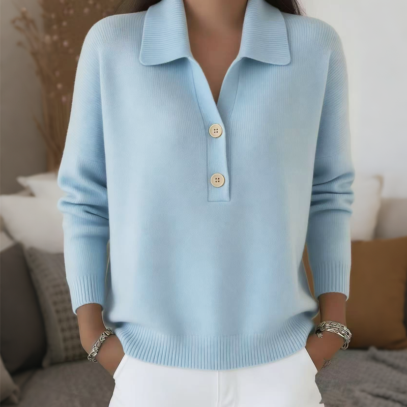 Women's Soft-Touch Collared V-Neck Sweater