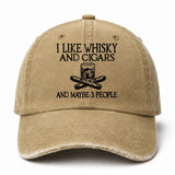 🥃 I Like Whisky, Cigars & Maybe 3 People Vintage Washed Cap 🚬