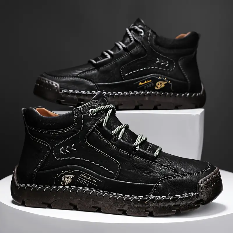 Men's Leather Lace-Up Mid-Top Walking Boots