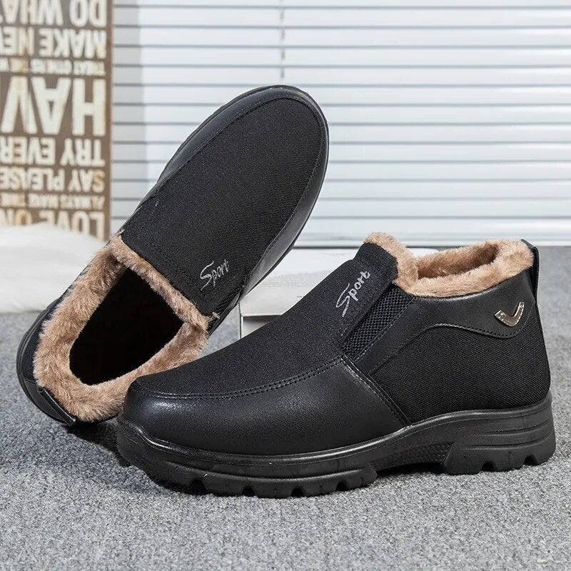 Men's Winter Fleece Waterproof Warm Non-Slip Orthopedic Shoes Snow Ankle Boots (Medical Certification)