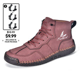 Men's Orthopedic Leather Boots – Waterproof, Non-Slip, Arch Support, Wide Toe, Shock-Absorbing