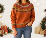Women's Geometric Crewneck Knit Sweater