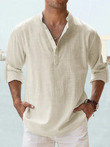 🔥 Chemise décontractée pour homme en coton et lin à manches longues