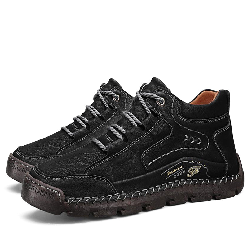 Men's Leather Lace-Up Mid-Top Walking Boots
