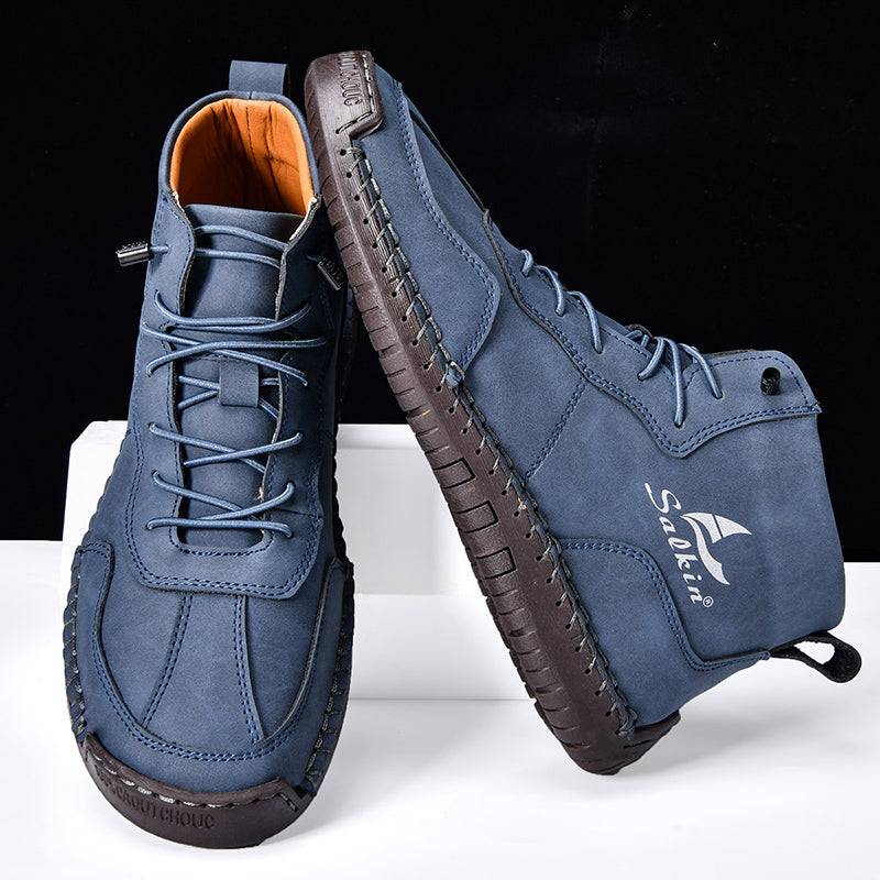 Men's Orthopedic Leather Boots – Waterproof, Non-Slip, Arch Support, Wide Toe, Shock-Absorbing