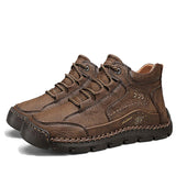 Men's Leather Lace-Up Mid-Top Walking Boots