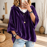 Veloura Oversized 3/4-Sleeve Velour Hoodie