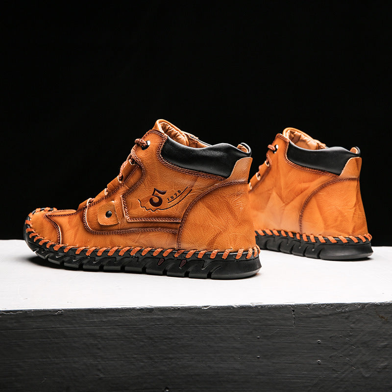 Men's Embossed Cowhide Ankle Boots