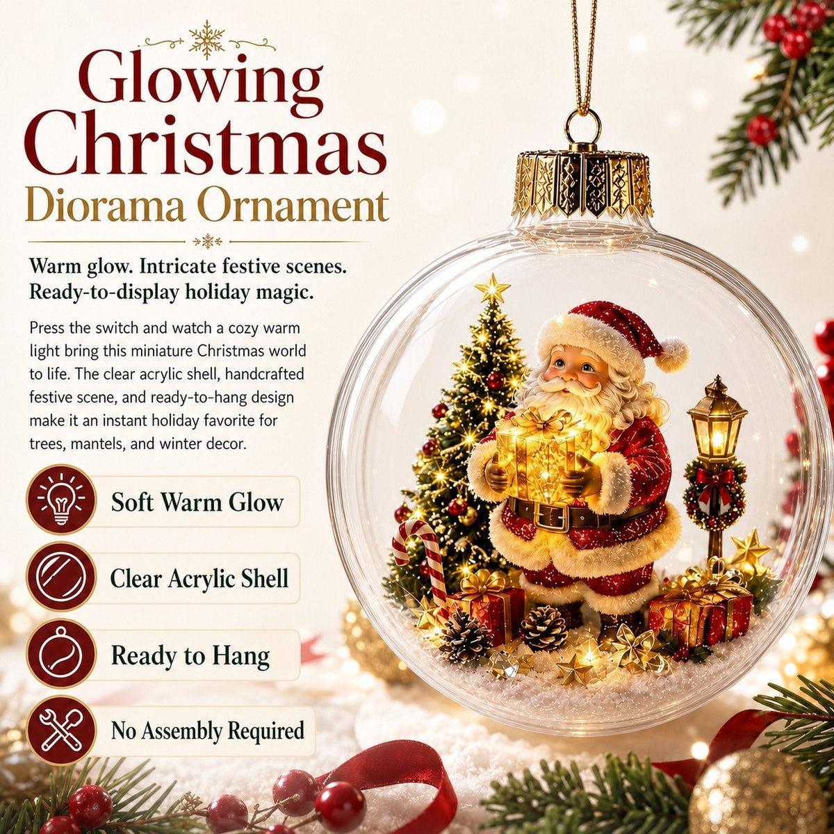 🎄🔮Light-Up Christmas Diorama Ornament – A Tiny Winter Wonderland🔮🎊