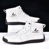 Men's Orthopedic Leather Boots – Waterproof, Non-Slip, Arch Support, Wide Toe, Shock-Absorbing