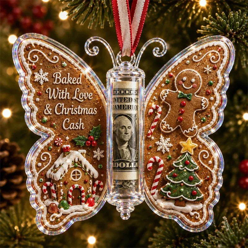 🦋 Christmas Butterfly Cash Gift Ornament