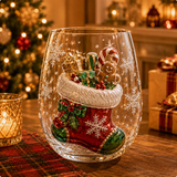 🎄Magical 3D Christmas Glass Cups – Santa, Reindeer, Snowman & Tree