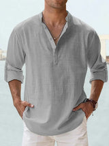 🔥 Chemise décontractée pour homme en coton et lin à manches longues