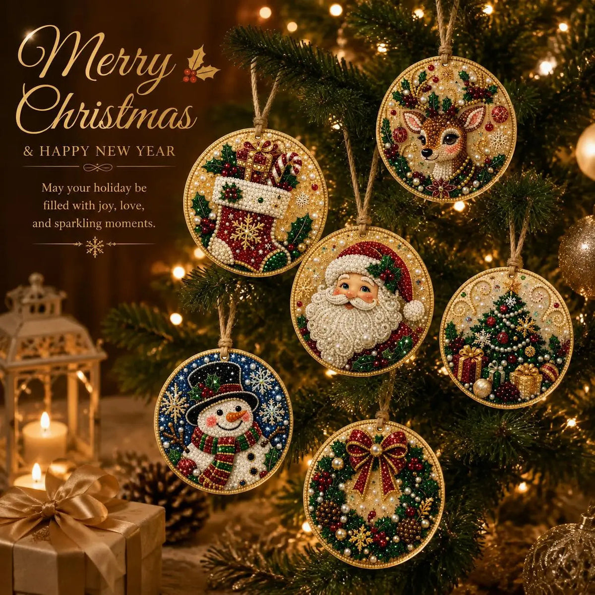 🎁🎄DIY Diamond Painting Christmas Ornaments Kit - Holiday Home Decor (6/12 Pcs)