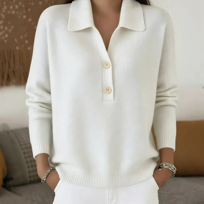 Women's Soft-Touch Collared V-Neck Sweater