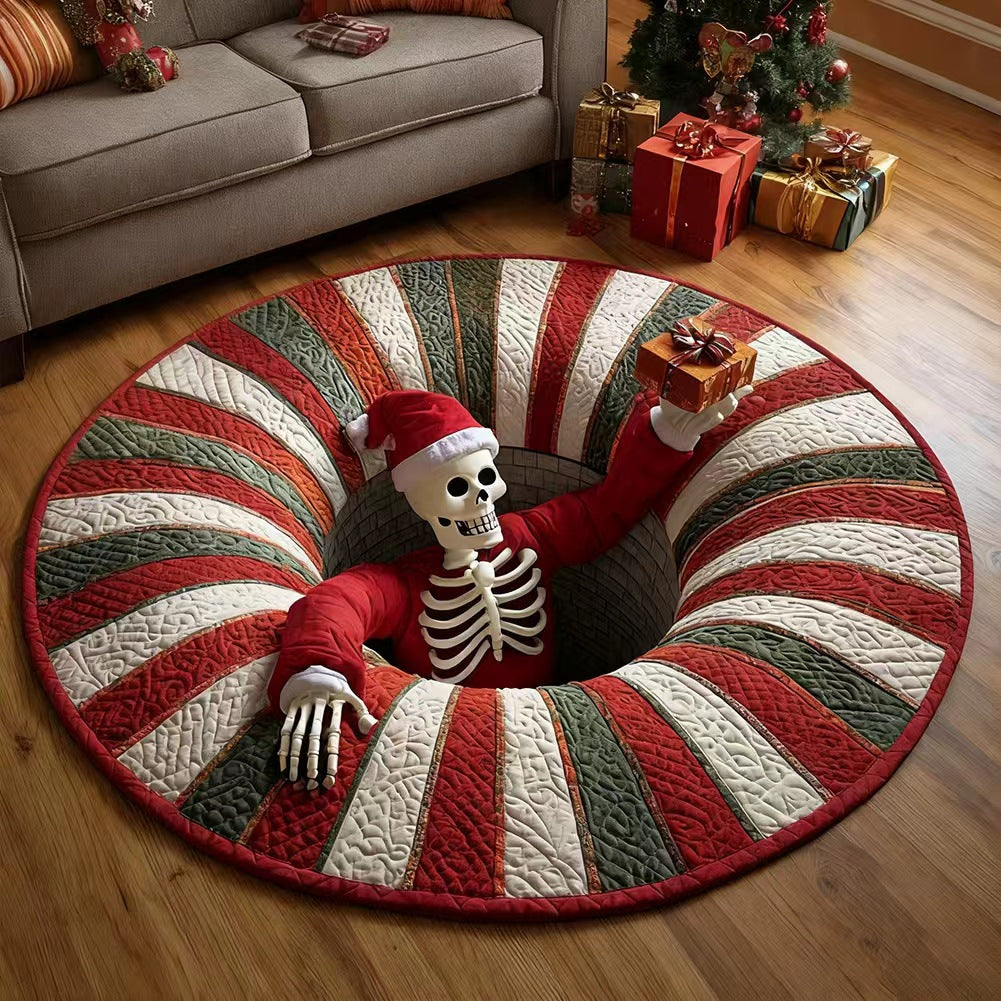 💀Christmas Eve-themed 3D Quilted Round Mat🎄