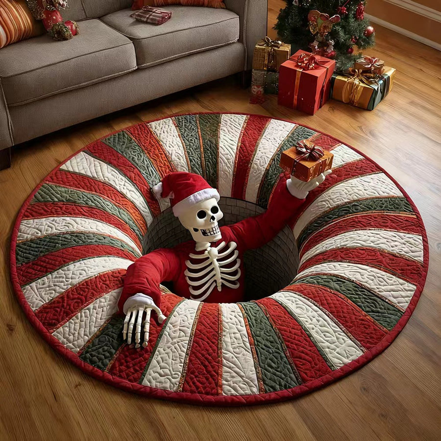 💀Christmas Eve-themed 3D Quilted Round Mat🎄