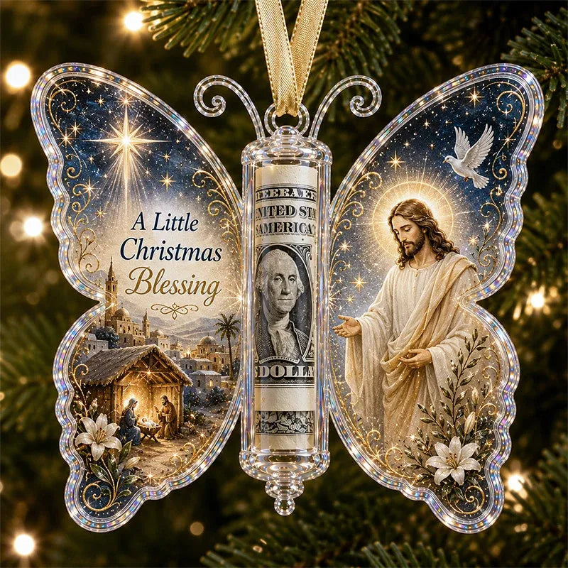 🦋 Christmas Butterfly Cash Gift Ornament
